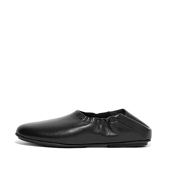 Ballerines Femme Fitflop Allegro Fold-Down Back Cuir Noir (ROT239486)